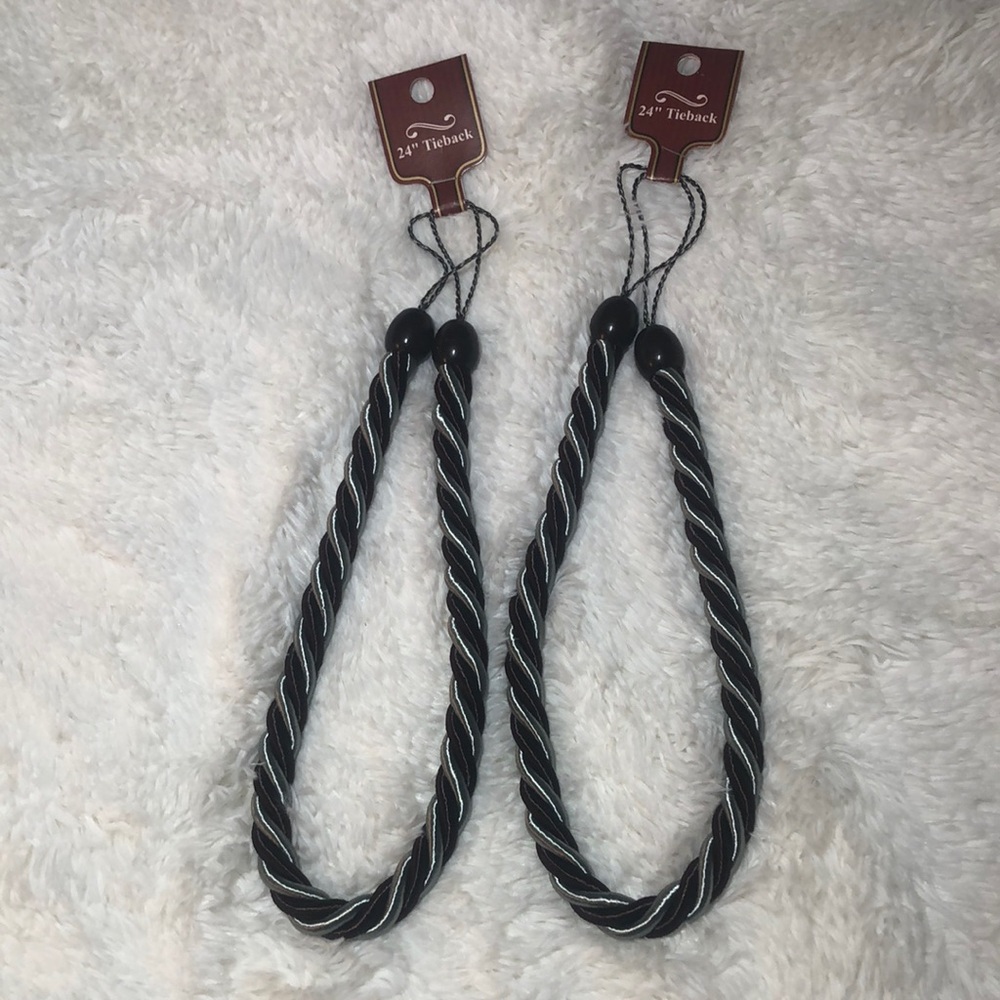 Tieback Curtain Holders 24” Set of 2 Blue & Brown NWT Made in India 🇮🇳
